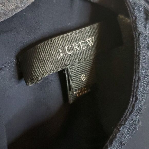 J.crew 6 Navy Blue Tiered Ruffle Top with Scalloped Lace Trim - Picture 5 of 8